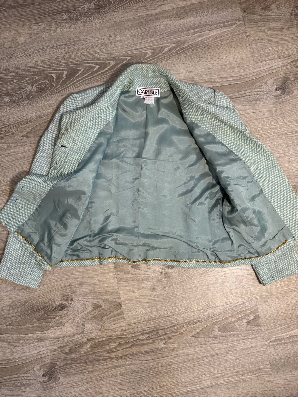 Vintage Carlisle Wool blend Sage Green Blazer and Skirt Set - classy old money - Picture 4 of 12